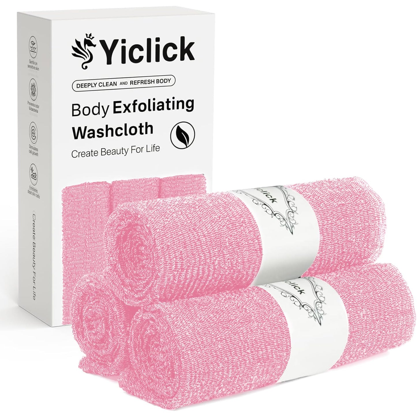 Yiclick Exfoliating Washcloth Towel- Exfoliating Body Scrubber Exfoliator, Back Scrubber for Shower Bath, Exfoliate Rags Wash Cloths, Loofah Lufa Sponge, Body Scrub & Exfoliation Women Men