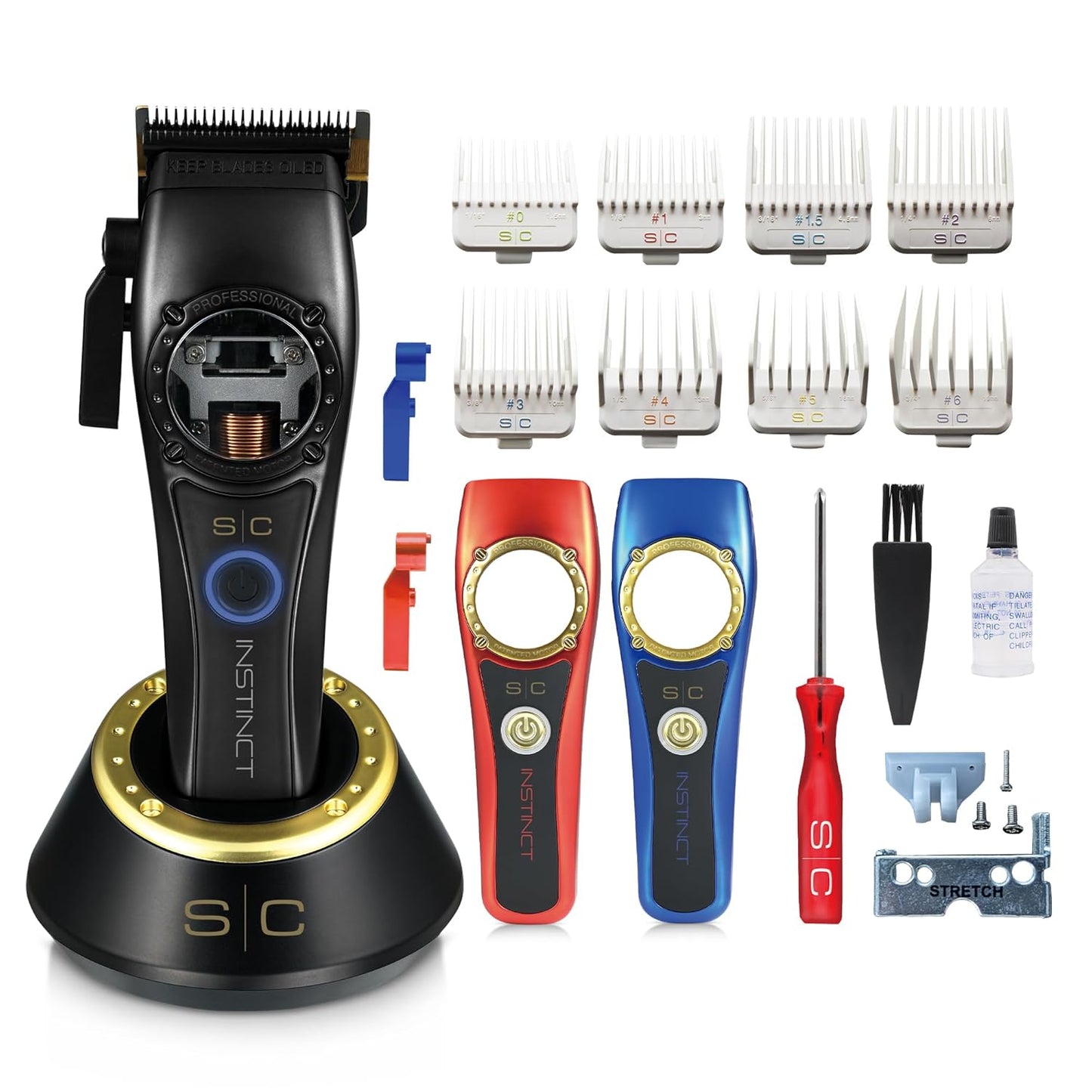 Stylecraft Professional Cordless Hair Clipper - IN2 Vector Motor with Torque Control | 3 Modular Lids