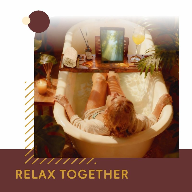 Premium Foldable Bamboo Bathtub Tray Caddy, Expandable Bath Caddy Tray with Holder, Brown Bath Shelf Over Tub, Spa Bathroom Accessories & Gifts for Home