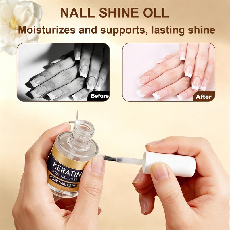 Keratin Nail Care Oil,3-Day Nail Repair, Strengthening & Repair Serum for Dry, Weak, Brittle Nails with Aloe Vera & Lavender, Fast Hydrating Moisturizer for Strong & Glossy Nails (2 Pcs)