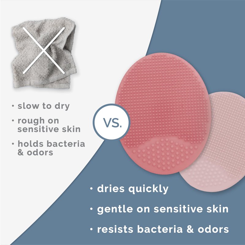 S&T INC. Exfoliating and Massaging Cradle Cap Bath Brushes for Baby, Silicone - 2 Inch x 2.5 Inch, Pink, 2 Pack