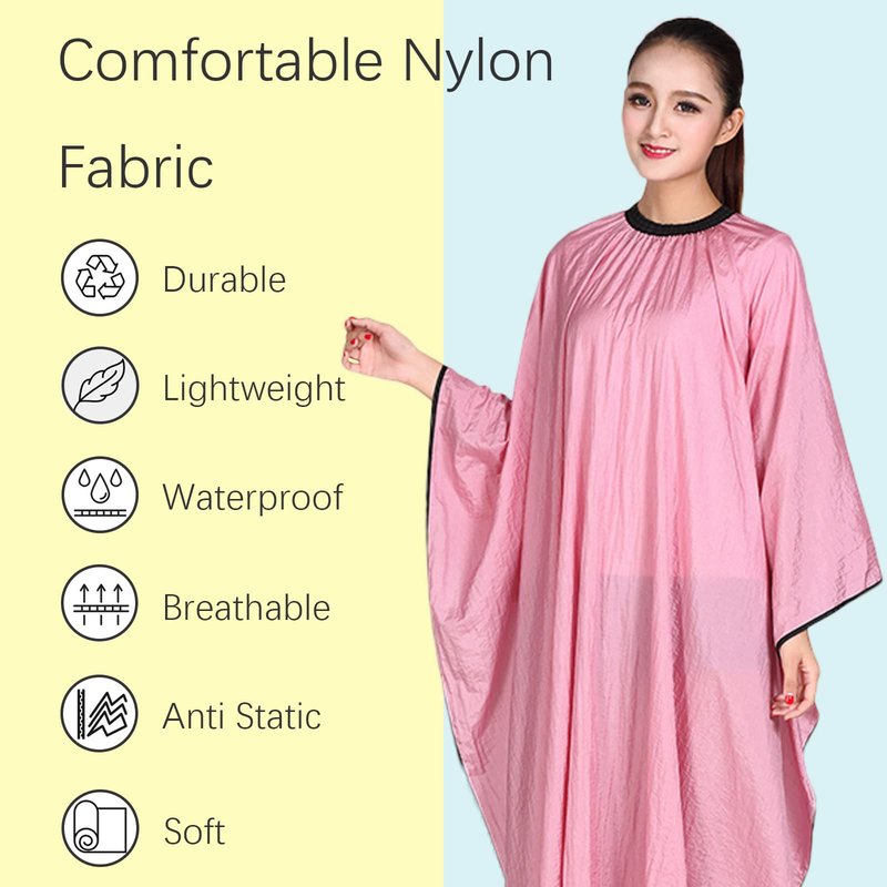 Iusmnur Barber Cape, Professional Hair Salon Cape with Adjustable Metal Clip, Shampoo Hair Cutting Cape for Barbers and Stylists - 55 x 63 inches (Pink)