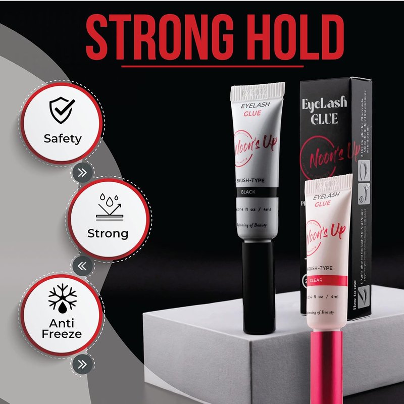 Black Eyelash Glue - Super Strong Hold, Waterproof Hypoallergenic Adhesive for Sensitive Eyes | 0.14 Fl. Oz.