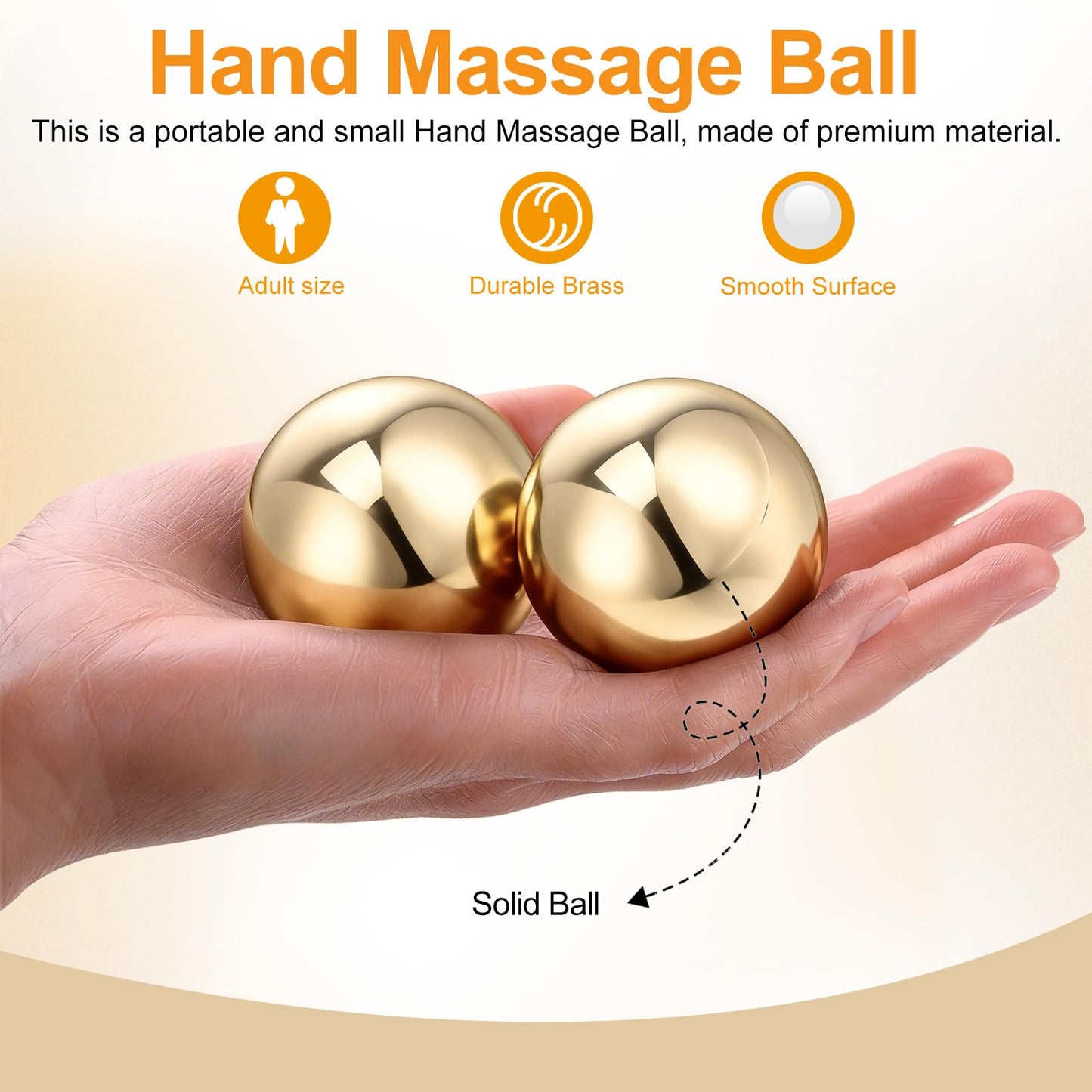 Healvian 2Pcs Brass Exercise Ball 1.5 Inch Golden Solid Copper Metal Baoding Balls for Hand Therapy Stress Relief, Chinese Kung Fu Massage Acupressure Tool