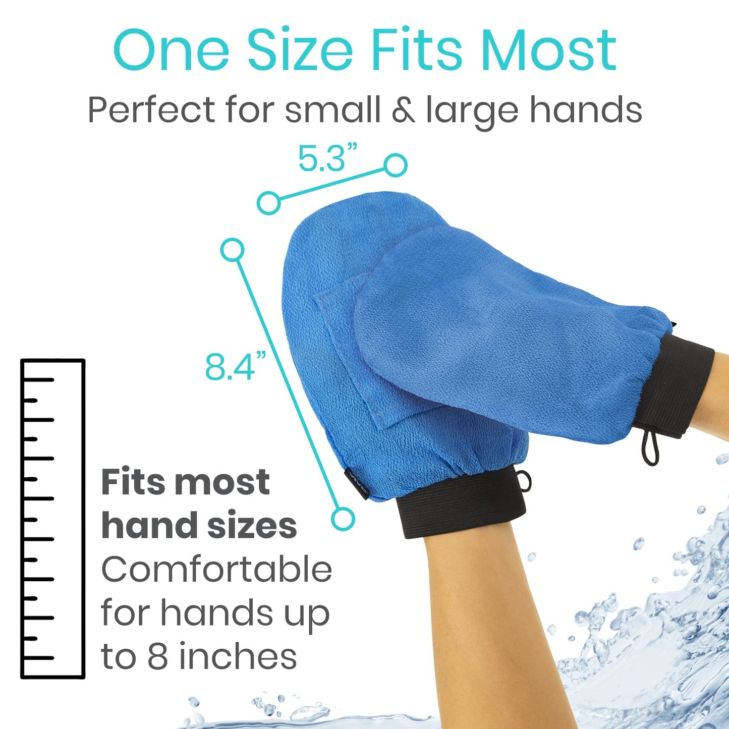 Vive Exfoliating Mitts for Body (4 Pack) - Scrub Gloves with Soap-Saver Pocket - Body Exfoliate Shower Dead Skin Remover - Deep Microdermabrasion Exfoliator for Kerastosis Pilaris - Premium