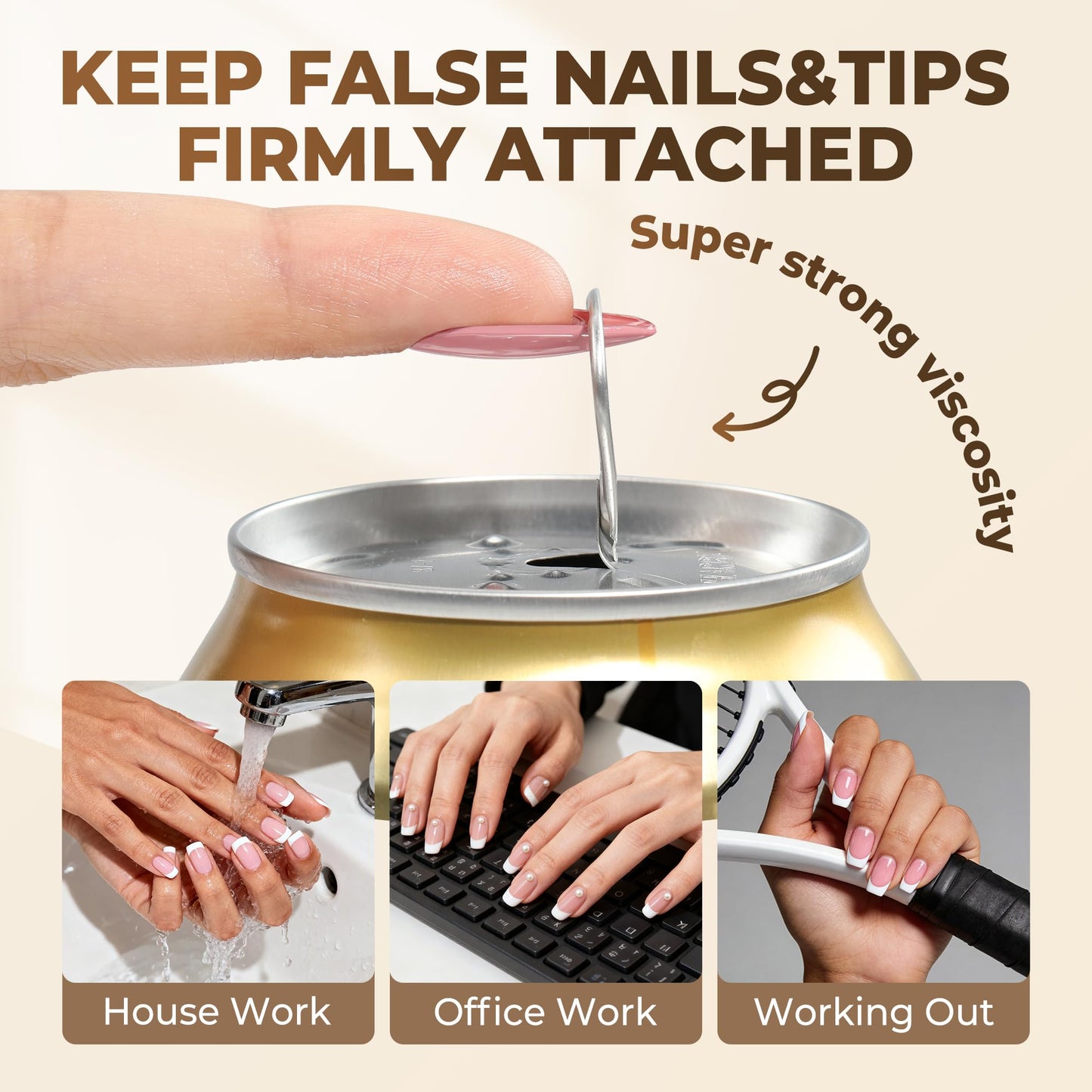 UNA GELLA 9 in 1 Gel Nail Glue for Clear Acrylic Nails Tips 2Pcs 10ml Long Lasting Super Strong Brush on Nail Gel Glue for False Press on Nails Tips Base Blooming Gel, U V Light Required