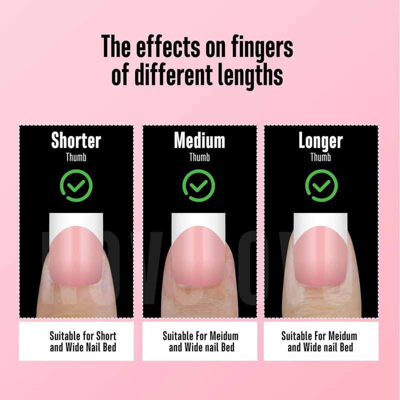NOVO OVO Press-On Baby Pink French Tip Nail Tips | Full Cover Soft Gel Extensions - 240 Pcs in 15 Sizes