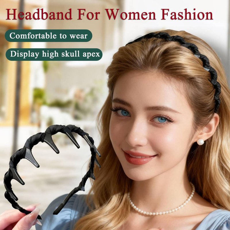 5Pcs Zig Zag Headbands,Retro High Skull Headband,New U Shape Fashion Tooth Hair Comb Headband,Vintage High Cranium Headbands,Hairs Bands with Teeth Hoop For Women and Girls,Girls Hair Accessories
