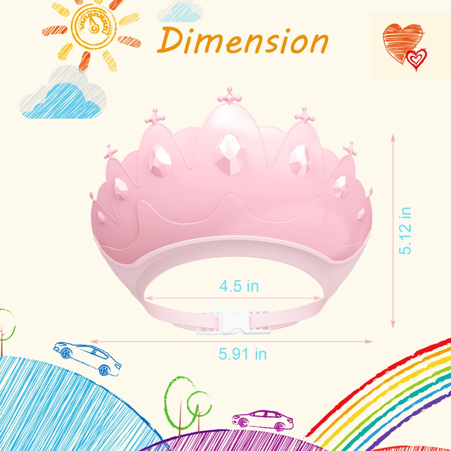 Baby Shower Cap Shield, Baby bath set shower cap, Visor Hat for Eye and Ear Protection for 0-9 Years Old Children,Cute Crown Shape Makes the Baby Bath More Fun (Pink) LiLiBBShie
