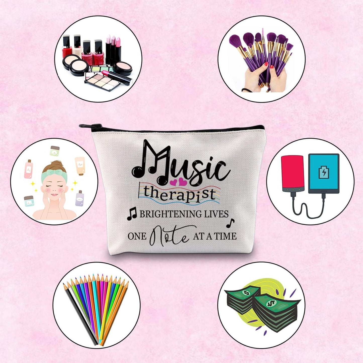 TSOTMO Music Therapist Gift - Brighten Lives with This Stylish Zipper Pouch Makeup Bag | Perfect for Teacher’s Day