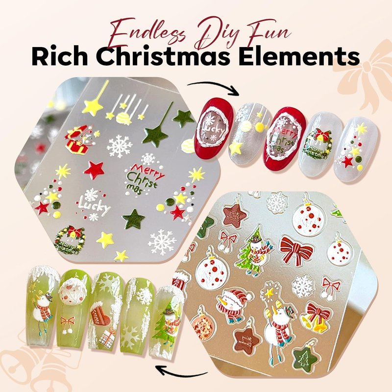Modelones Gel Top Coat - 15ml Super Shiny Base & Top Coat Set with Christmas Nail Stickers