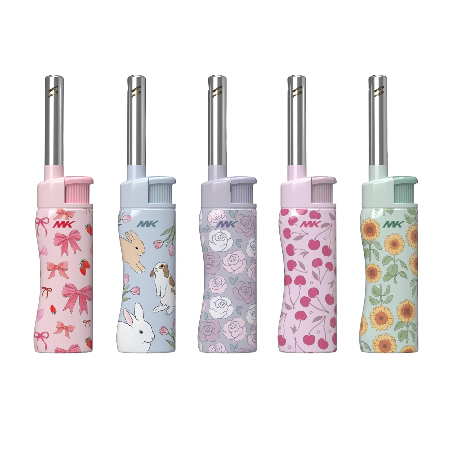 MK Candle Lighter, Butane Refillable Wind-Resistant Flame, 4-Pack for BBQ, Camping, Outdoor Use (Charm-5PC)