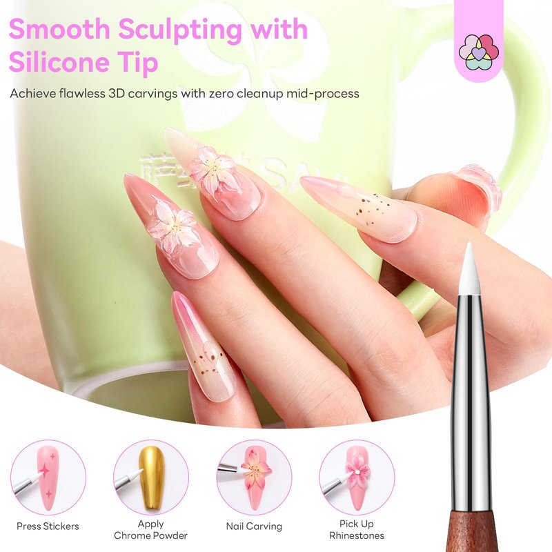 SAVILAND 5PCS Kolinsky Acrylic Nail Brush Set: Size 4# 8# 10# 12# 16# Acrylic Nail Brushes for Acrylics Application, Professional Acrylics Brushes for Nails Set Nails Extension & 3D Carving