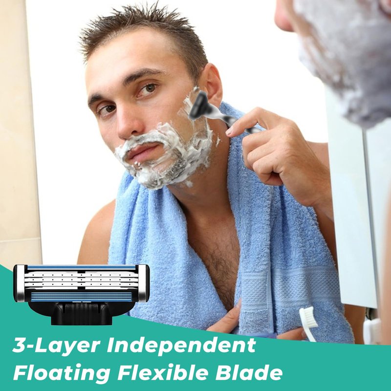 Razor Refills for Men,Razor Blade Refills for Men - 24PCS Compatible with mach 3 razor blades refills with Mach3 Razors, Dual Lubrication Blades for Extra Close & Comfortable Shave