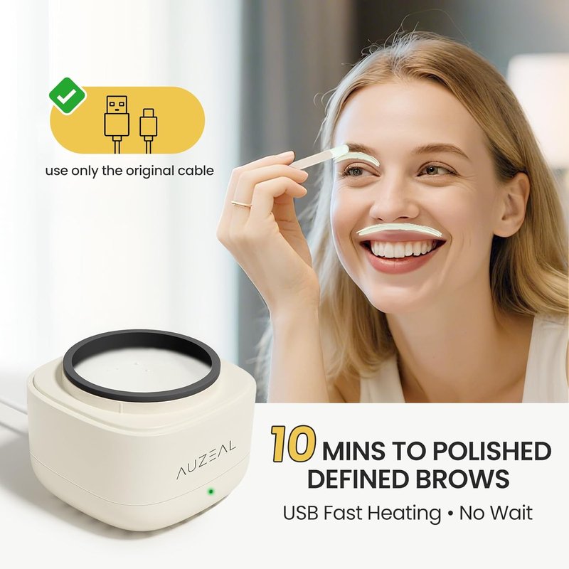 Mini Face Waxing Kit - Facial Hair Removal Waxing Set with 100g Beads & 50 Applicators | Portable USB Heat