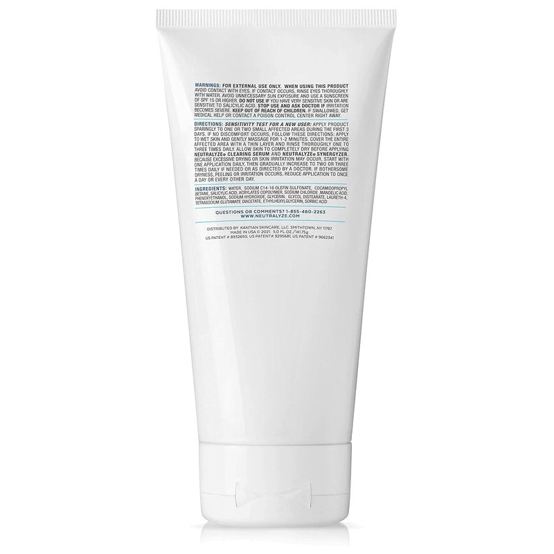 Neutralyze Moderate to Severe Acne Face Wash 2.0 - Maximum Strength 2% Mandelic Acid & 2% Salicylic Acid Facial Cleanser for Acne Prone Skin - Suitable for All Skin Types, Teens & Adults (5 FL OZ)