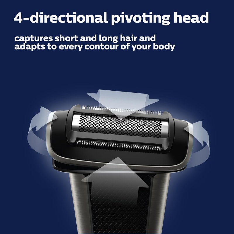 Philips Bodygroom 7000 Series, Showerproof Groin and Body Trimmer for Men, Precise Body Grooming, Adjustable Comb, Safe Even Below The Belt, 80 Min. Runtime, Model BG7040/42