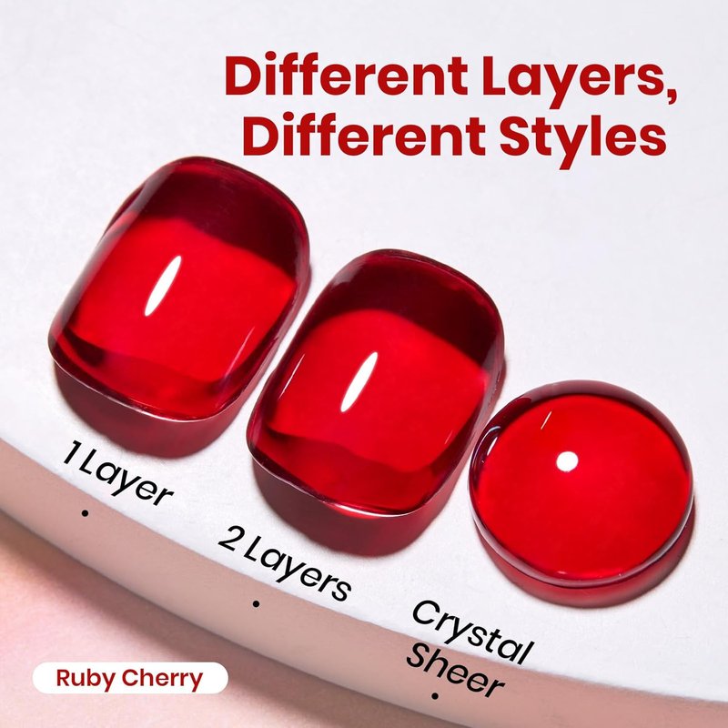 Beetles Ruby Cherry Jelly Red Gel Nail Polish - 15ML Soak Off Translucent UV LED Formula for DIY Manicure
