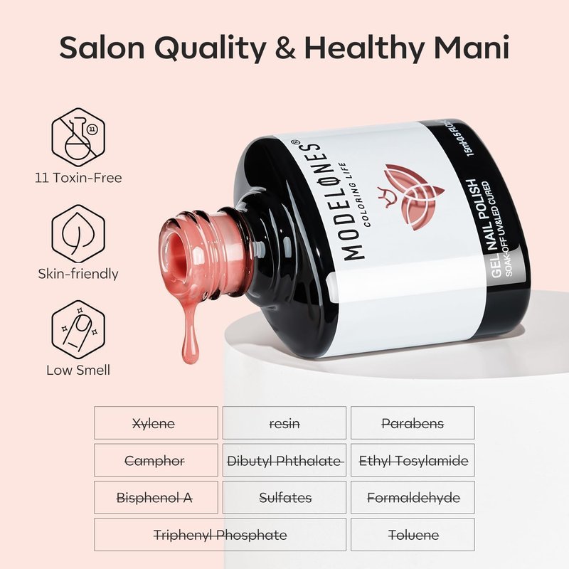 modelones Gel Nail Polish Jelly Nude Polish Sheer Natural Pink Translucent Soak Off LED Nail Lamp Nude Gel Nail Polish for Summer Nail Art DIY Manicure Gift for Women 15 ML