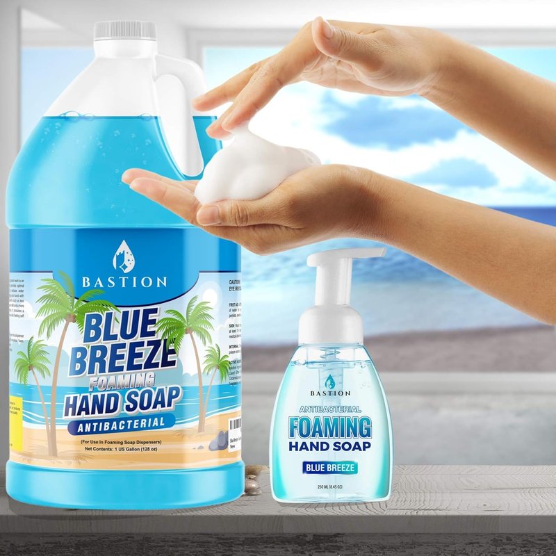 Bastion Blue Breeze Antibacterial Foaming Hand Soap - 1 Gallon Bulk Refill | Rich Lather & Moisturizing Formula