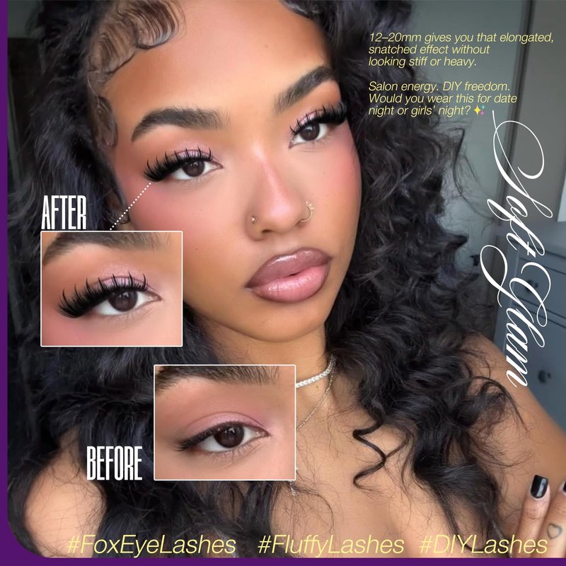 Fluffy Lash Clusters with Spikes Manga Lashes Clusters Wispy Volume Cluster Eyelash Extensions D Curl Spiky Individual Lashes 12-20mm Anime Eyelash Clusters DIY Fairy Manga Lash Extension by Yawamica