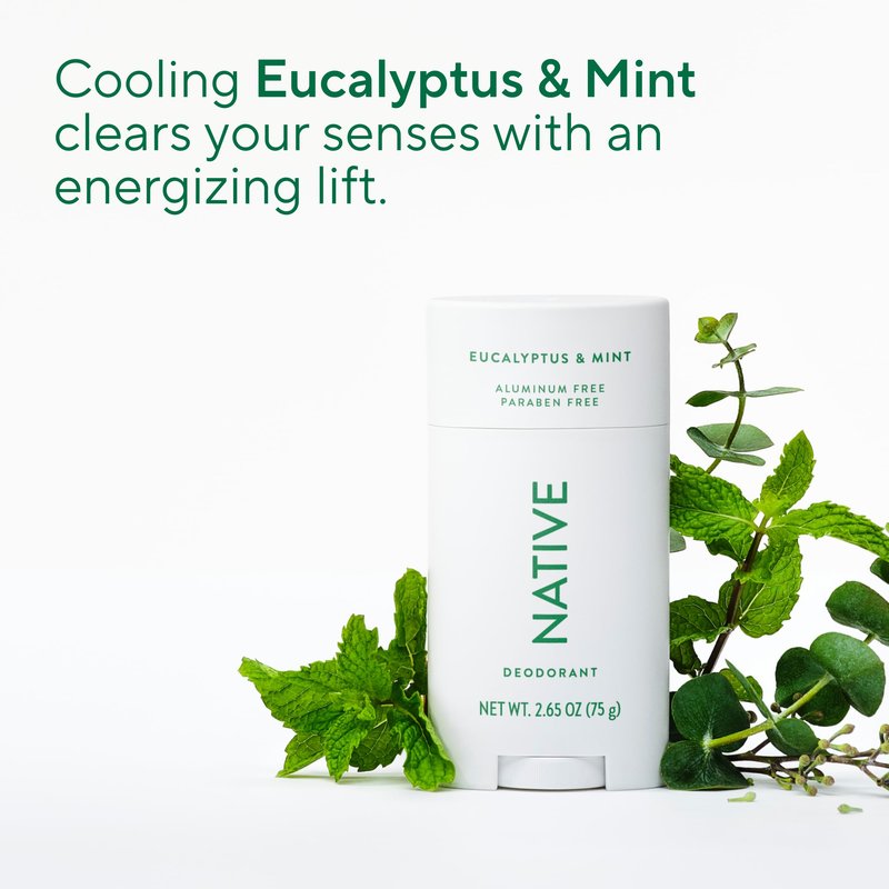 Native Deodorant Contains Naturally Derived Ingredients, 72 Hour Odor Control, Deodorant for Women and Men, Aluminum Free, Eucalyptus & Mint 2.65oz