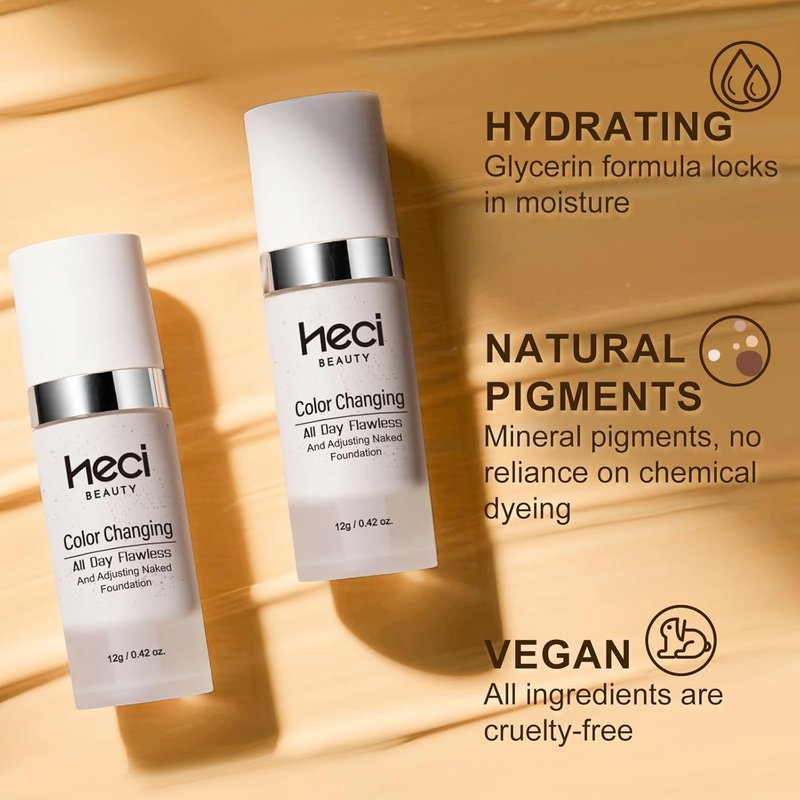 Color Changing Foundation Liquid Base - Travel Size 2 Pack | Lightweight, Improves Uneven Skin Tone, Natural Finish 0.42 oz