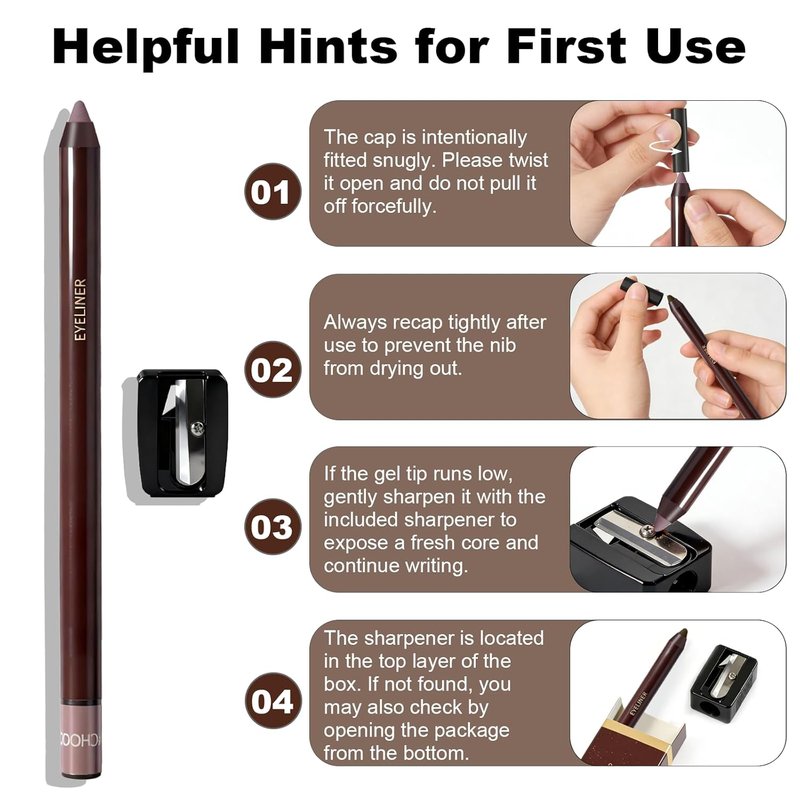 Plum Gel Eyeliner Pencil - Smudge-Proof Waterproof Formula | Long-Lasting High Pigment for Mature Women