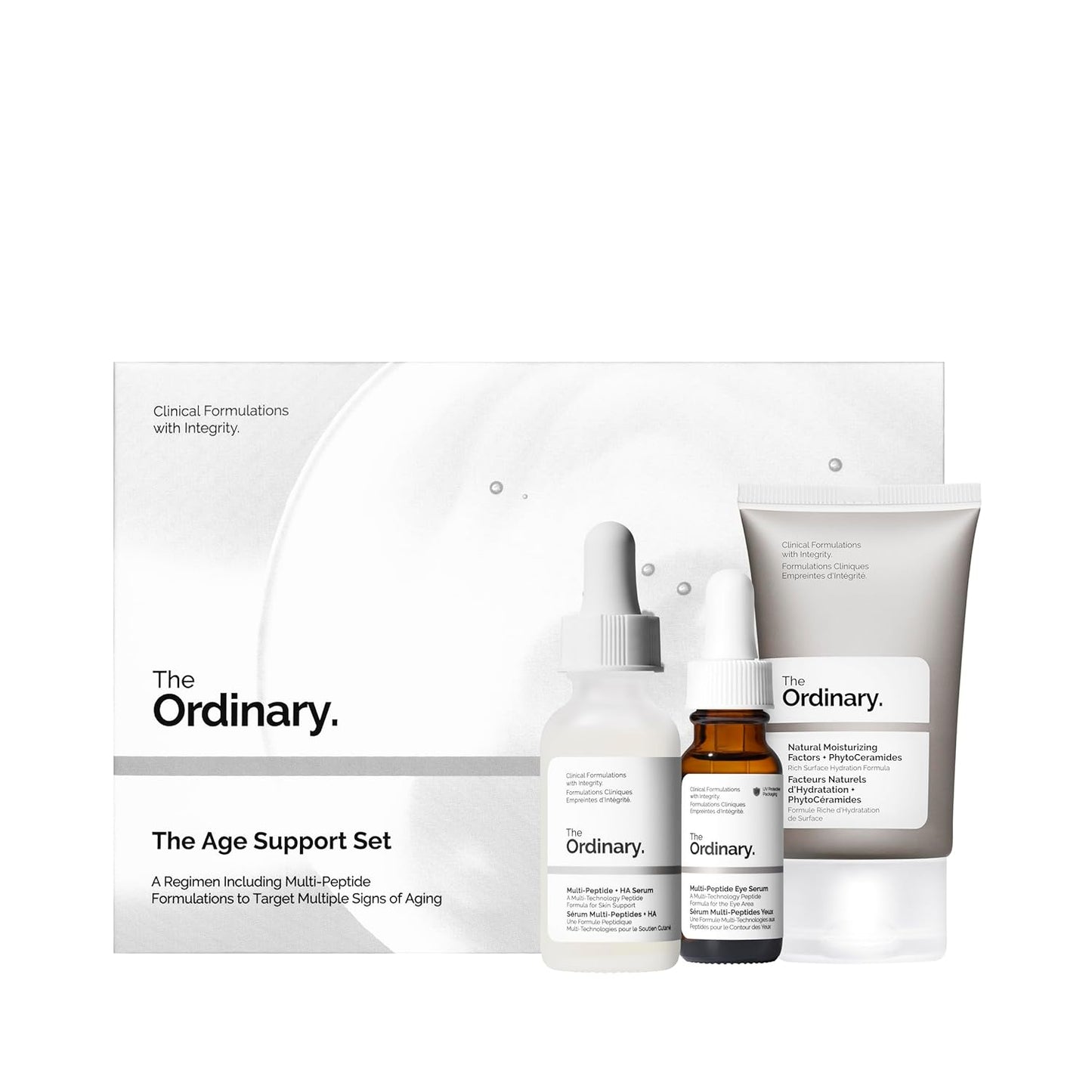 The Ordinary Age Support Set - 3-Step Anti-Aging Skin Care Regimen with Multi-Peptide & HA | Eye Serum & Moisturizer