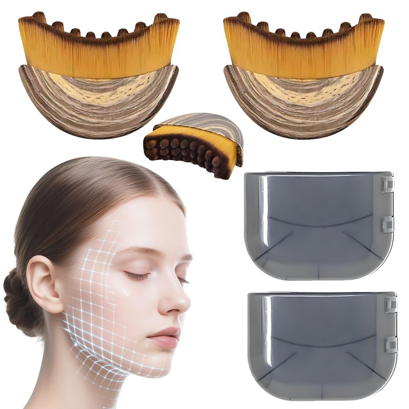 BFRAHD 2PCS Lymphatic Contour Face Brush,3-in-1 Lymphatic Drainage Massager&Sculpting Tool,Ultra-Soft Facial Brush for Puffiness Relief & Glowing Skin,Portable Lymphatic Drainage Tool