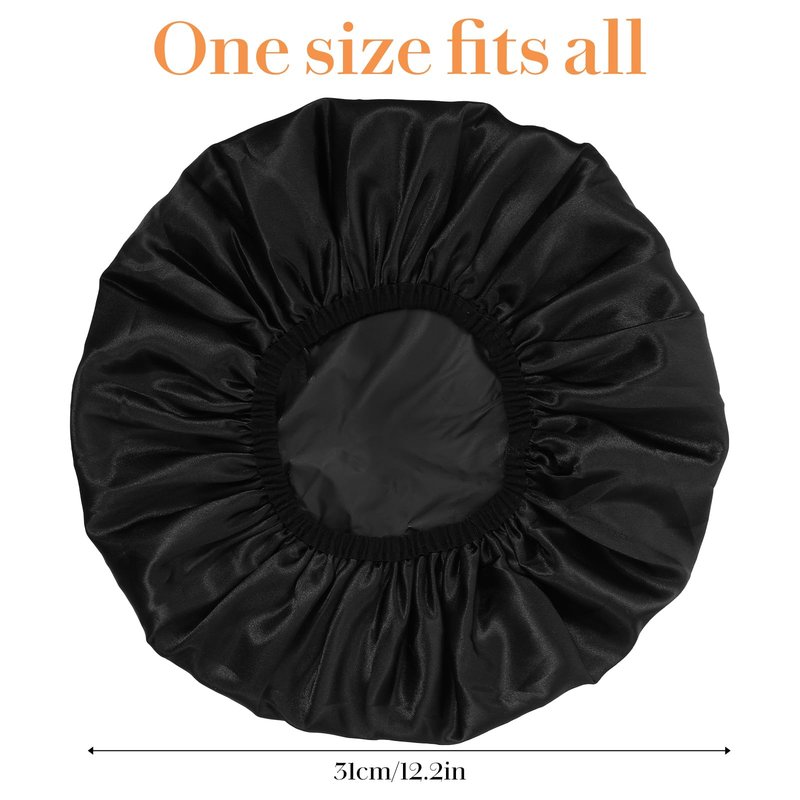 Sibba Shower Cap Elastic Shower Bonnet Caps Bath Hair Wrap Hat Treatment Caps for Women Reusable Waterproof Bathing Cap PEVA Lined for Braids Long Thick Hair Home Spa Travel Accessories (Black)