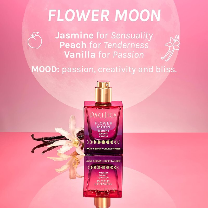 Flower Moon Spray Perfume - Jasmine, Peach & Vanilla Scent - Clean, Vegan | 1 fl oz