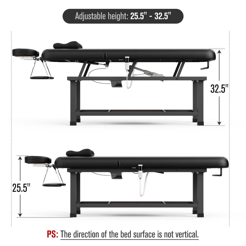 Olela Electric Massage Table with Heated Function- Heated Massage Table with Electric Lift & Manual Adjustable Backrest, Treatment Table with Storage and Metal Frame for Massage, Spa So On