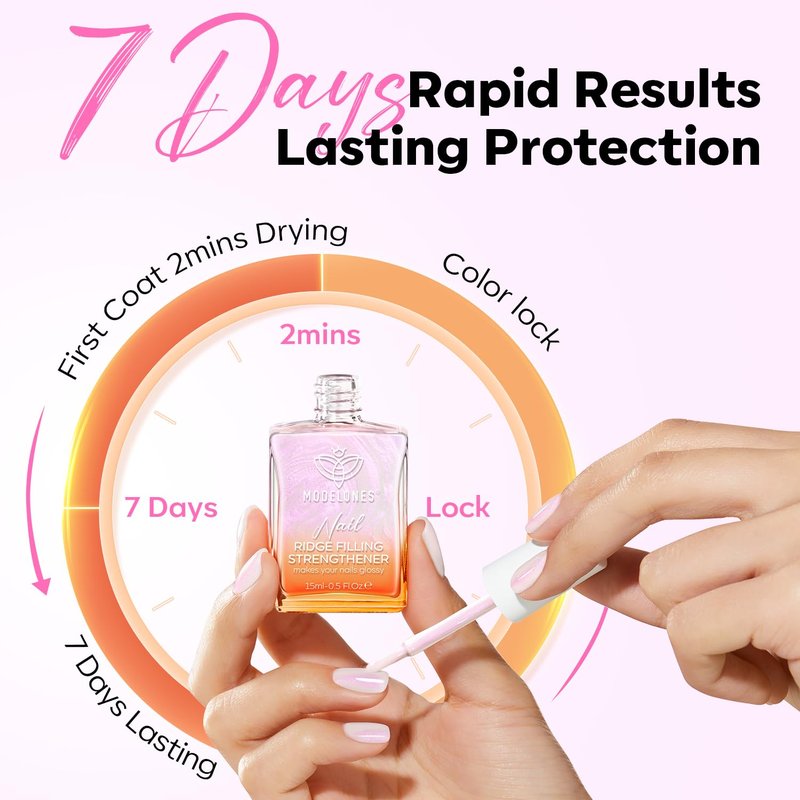 modelones Nail Strengthener and Growth Pearl Pink Nail Polish Nail Repair for Damaged Nails Hardener Extra Strong and Growth Nail Care Gifts for Women 15ml