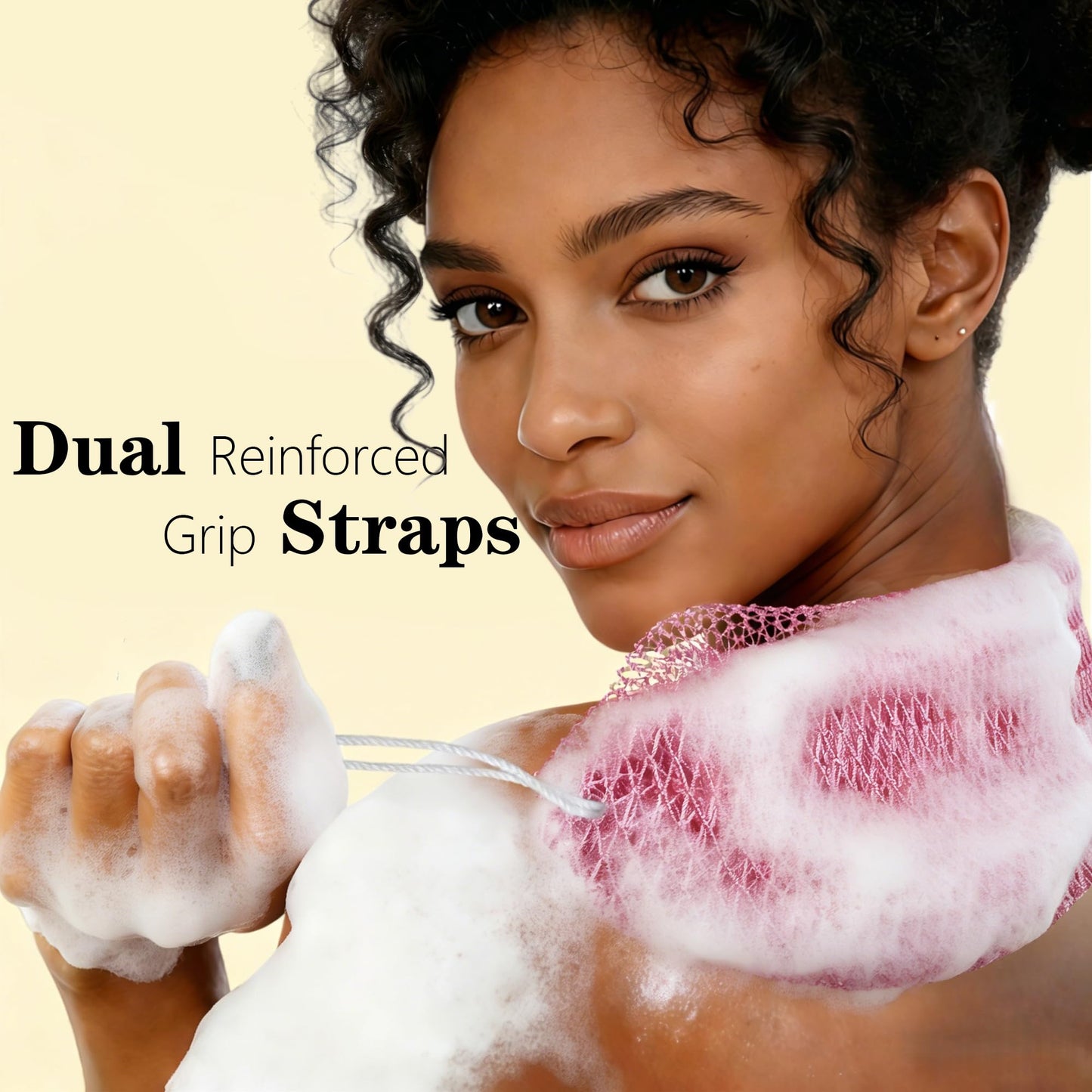 PeaKalo 2Pcs African Net Sponge Authentic, Gentle Cleansing African Exfoliating Net Sponge Shower Loofah Sponge for All Skin Types, Back Scrubber for Shower Body Scrubber (Purple & Rose Pink)