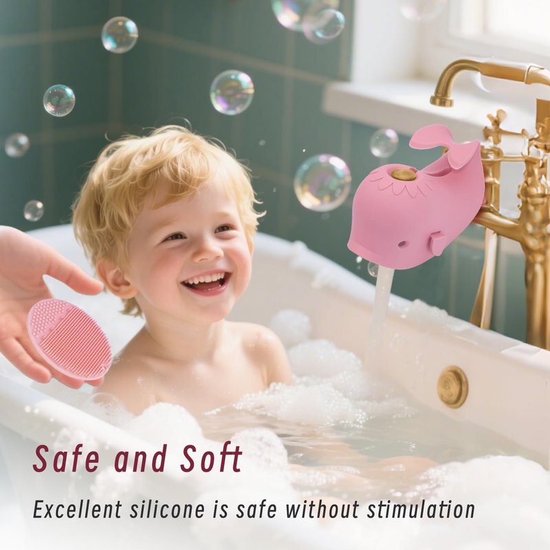 Bath Faucet Cover for Kids，Bath Spout Cover for Baby are Suitable for Most Bathtub Faucet,Spout Cover Bathroom Tub Adds Fun to Your Baby in The Shower.(Pink+Brush)
