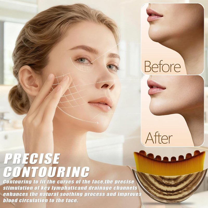 Lymphatic Contour Face Brush,Contour Face Brush for Lymphatic Drainage,Lymphatic Brush Chin & Jawline Sculpting,Fits to The Skin to Relieve Fatigue (1 Pcs)