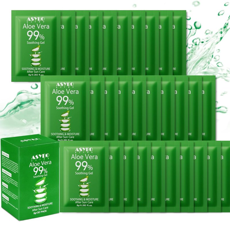 Aloe Vera Gel - 99% Pure Natural Moisturizer for Soothing Sunburn & Scar Repair | Travel Size 30 Pack