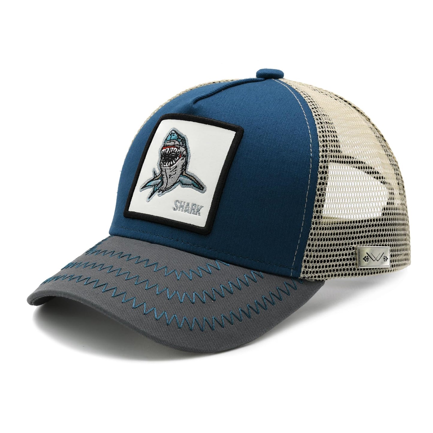 Wodeal Boys Shark Trucker Hat, Toddler Snapback Mesh Baseball Caps for Kids Ages 2-8 Blue