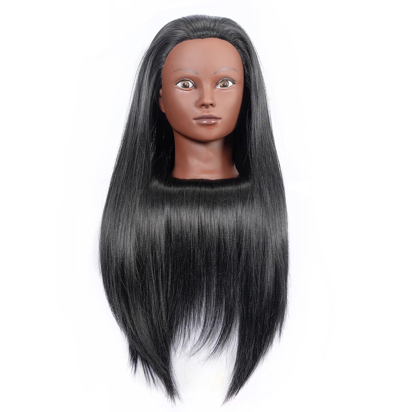 Training Head 26"-28'' Mannequin Head Hair Styling Manikin Cosmetology Doll Head Synthetic Fiber Hair Hairdressing Training Model Free Clamp Exquisite Gifts (black)