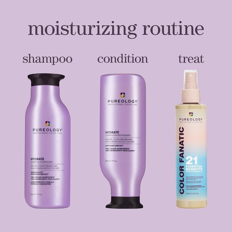 Pureology Hydrate Shampoo & Conditioner Set - Deeply Hydrates Medium to Thick Color-Treated Hair, Sulfate-Free