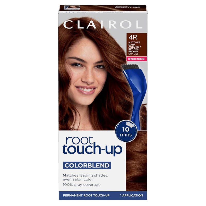 Clairol Root Touch-Up Permanent Hair Dye - 100% Gray Coverage, Dark Auburn/Reddish Brown | Easy Brush Application | Single Pack