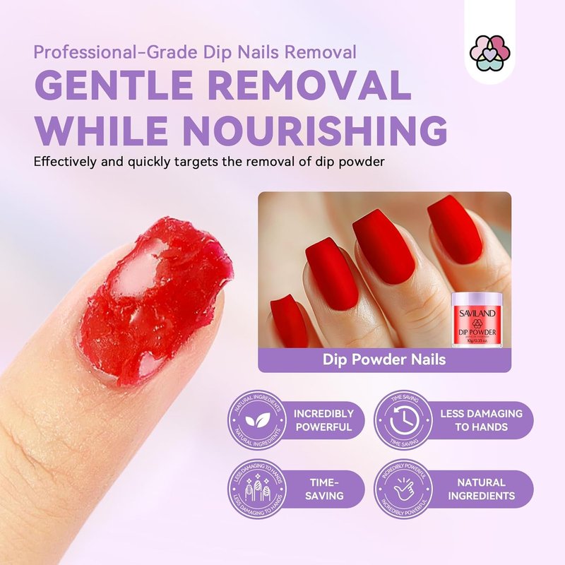 SAVILAND Dip Powder Remover Kit - Gentle & Safe Nail Removal | 2 Pcs with Cuticle Oil & Nail File, 0.5 Floz
