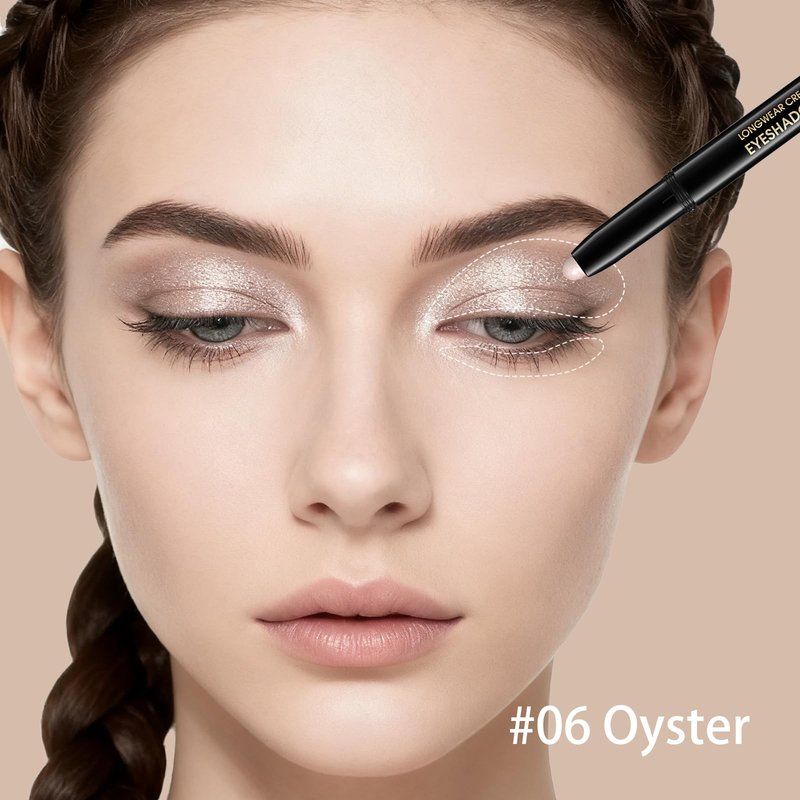 Euphily Matte Cream Eyeshadow Stick, Waterproof Eye Shadow Stick, Long-Lasting and Blendable High Pigmented Single Eyeliner Makeup for Women, 6 Oyster