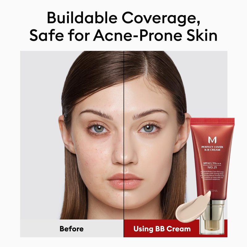 MISSHA M Perfect Cover BB Cream No.21 - Lightweight, High Coverage with SPF 42 | Includes M BB Boomer 1.35 oz