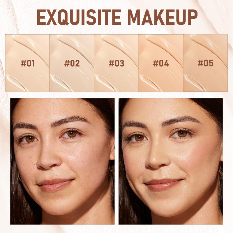 Long-Lasting Concealer Foundation Stick - Full Coverage 2-in-1 Contour & Brush | Natural Shade (02)
