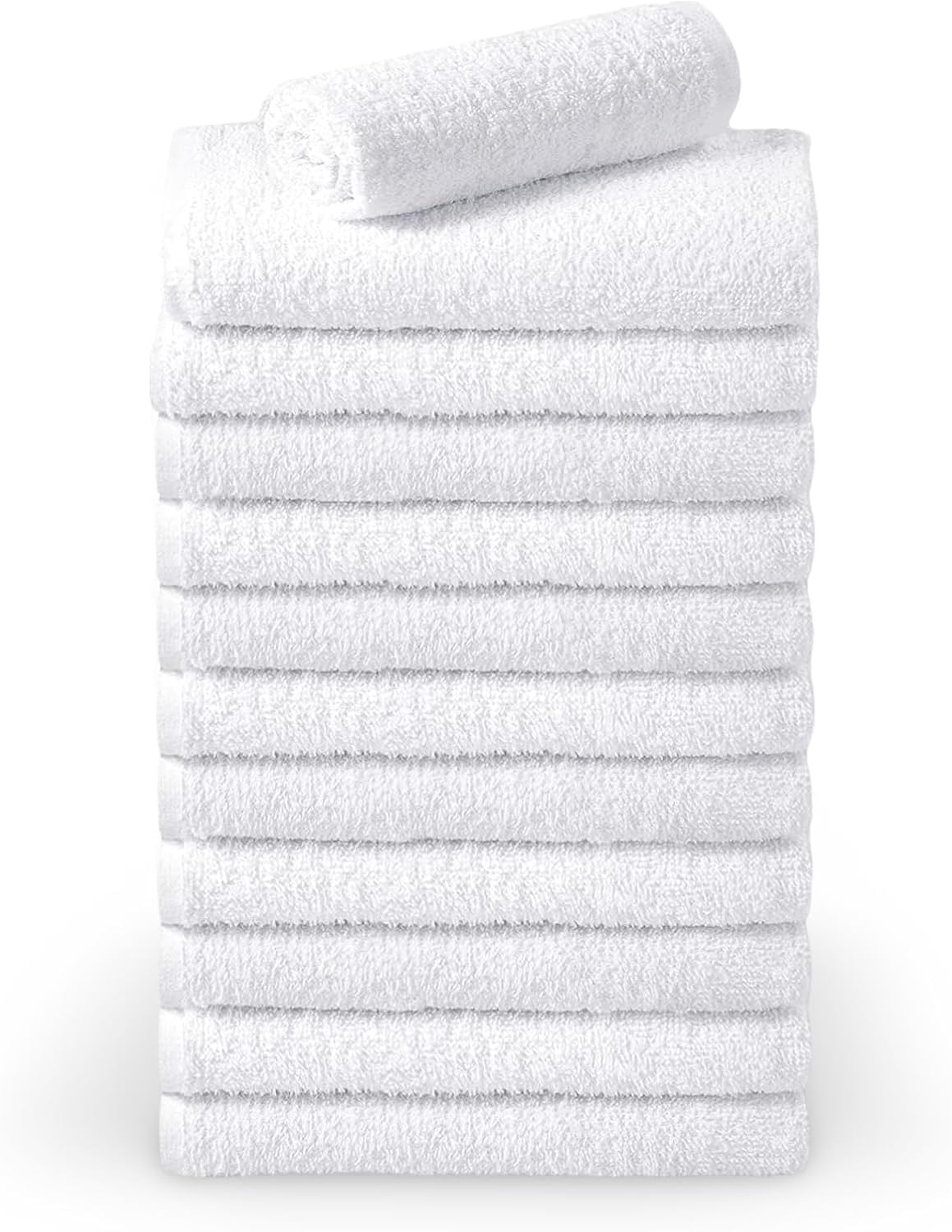 MadeTerra S Premium Wash Cloth. Pack of 12-100% Cotton -Ultra Soft and Absorbent - Bathroom Hand Towels, Washcloths Bath Towels - Perfect for Hotel Kitchen Salon, Gym (Size: 13''x13'') (White)