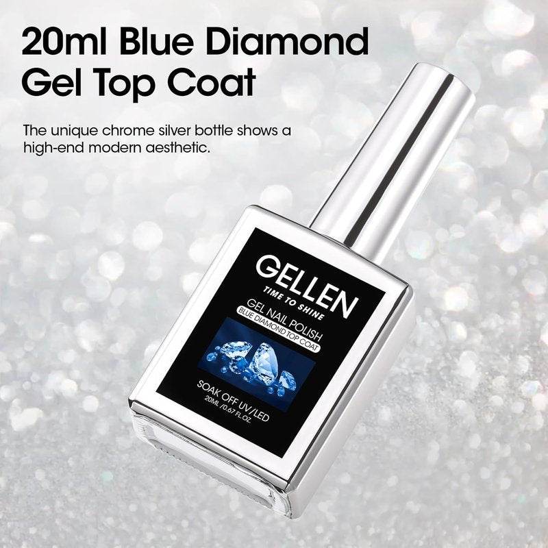 GELLEN Gel Top Coat - High Gloss Long-Lasting Nail Polish | 20ml Clear UV Soak Off for DIY Manicure