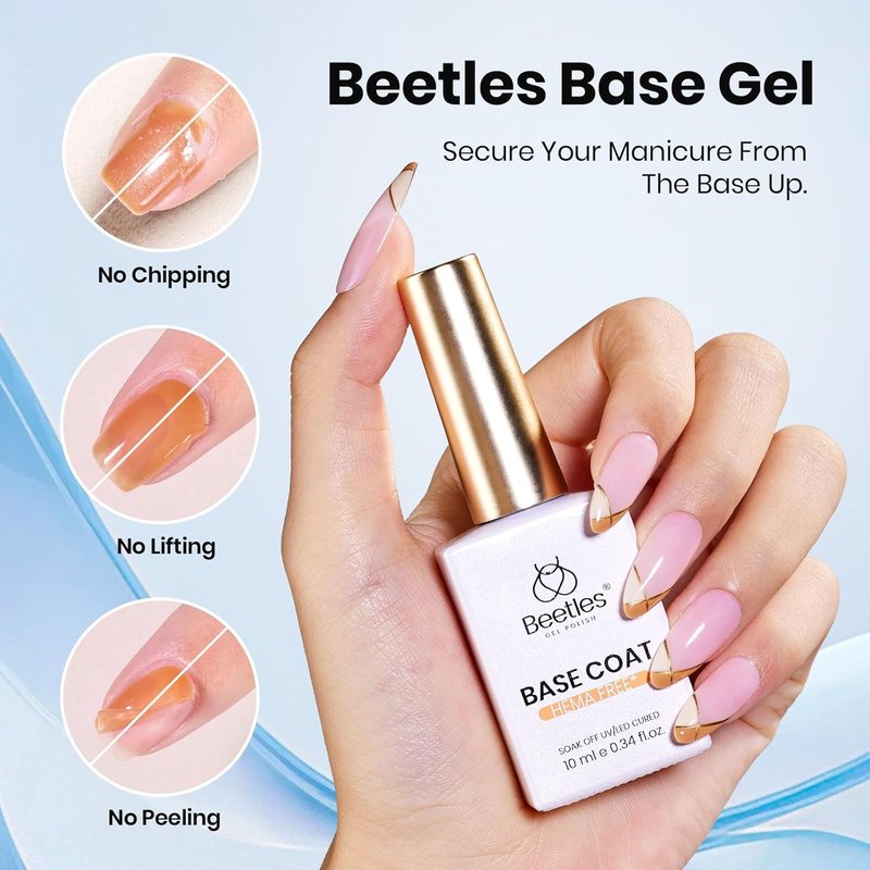Beetles Protein Nail Prep Dehydrator & Primer - Hema-Free, Acid-Free Bond Primer for Gel & Acrylic Nails | Matte & Glitter Top Coat Set