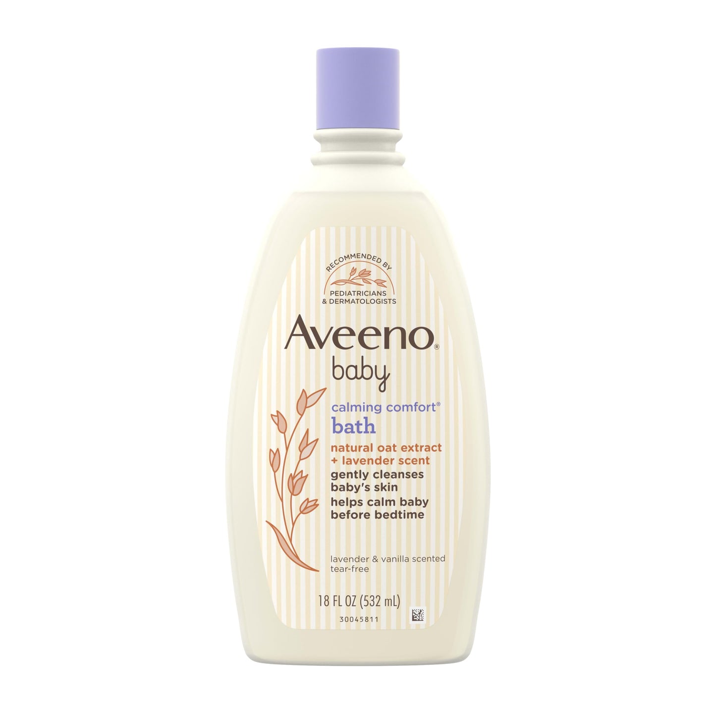 Aveeno Baby Nighttime Calming Comfort Bath, Baby Body Wash for Skin & Hair with Natural Oat Extract, Soothing Lavender & Vanilla Scent, Tear-Free Formula, No Added Parabens & Phthalates, 18 Fl Oz